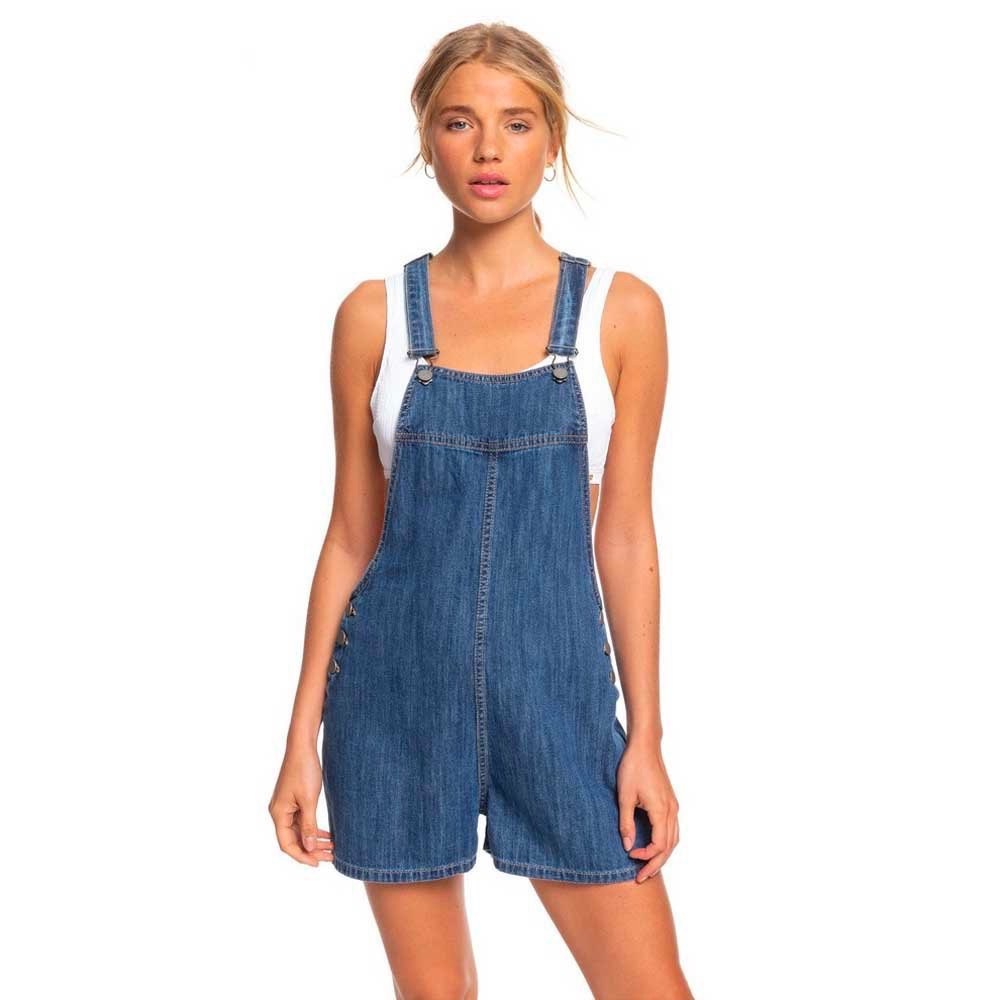 ROXY | NWT | Size SM | Denim Overall Shorts | Feet On The Floor - Medium Blue